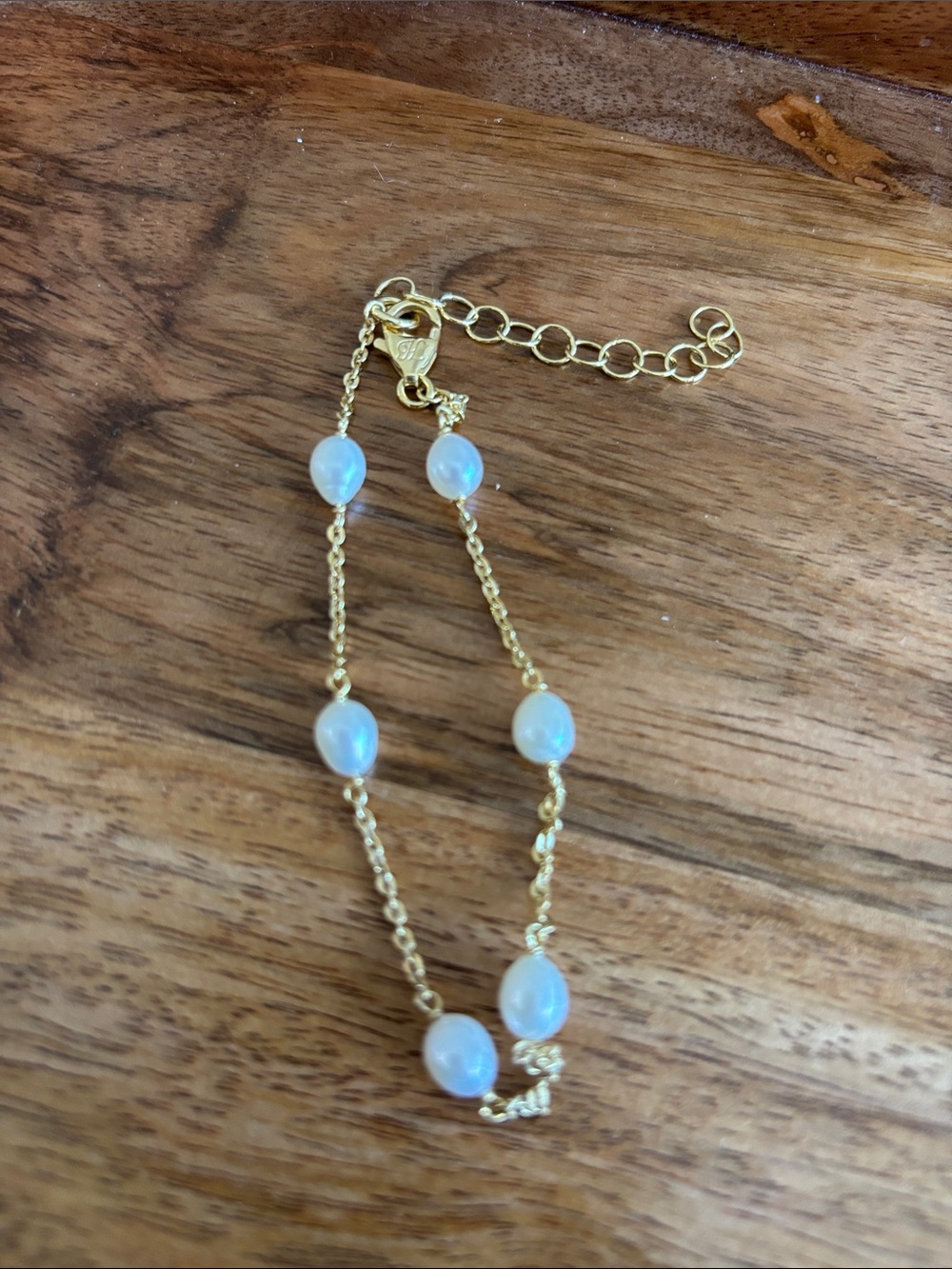 Pair of Anklets Honora Pearl 925 (Gold overlay) and 925 Sterling Beaded Station - Picture 8 of 9